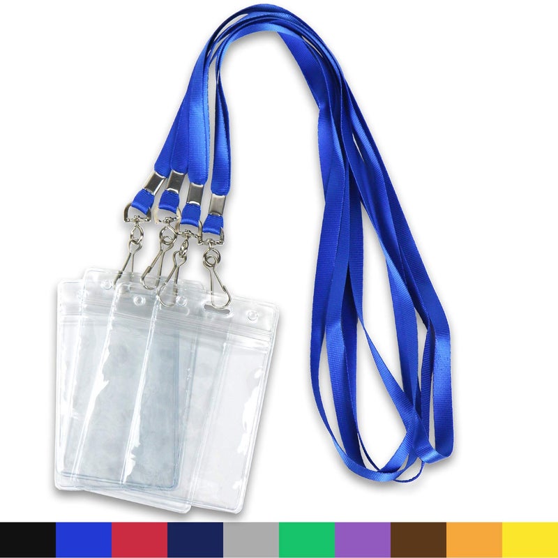 Ollain Lanyards with ID Badge Holder Name Tags Card Labels Lanyard String Keys Custom Necklace J Hooks Clip 50Pack Clear Plastic Vertical Waterproof ID Badge Nametags annd 50 Pack Lanyards - Image 1